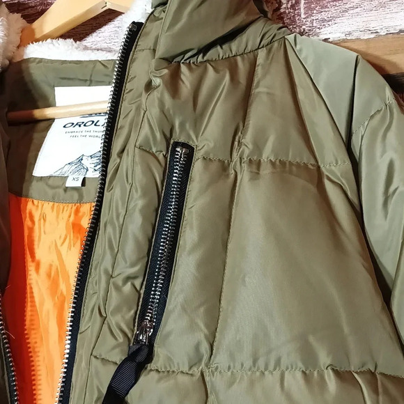 Orolay 90% duck down mid length zipper coat pocket hood blogger fav oversized xs - Picture 4 of 13